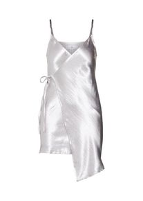 Missguided, Damen Kleid 'Asymmetric Hammered Satin Wrap Mini', Silber
