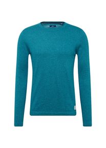 Tom Tailor, Herren Pullover 'structured crew-neck sweater', Petrol
