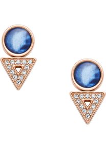 Fossil, Damen Ohrstecker, Blau / Rosegold
