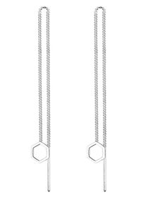 Elli, Damen Ohrringe 'Hexagon', Silber