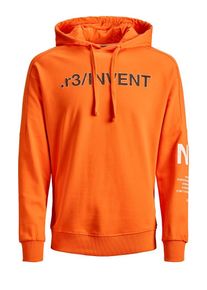 Jack & Jones JACK & JONES, Herren Hoodie, Grey Denim / Neonorange / Wei&szlig;