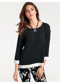 Heine, Damen Bluse, Schwarz / Offwhite