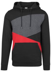 Urban Classics, Herren Hoody 'Zig Zag', Grau / Rot / Schwarz