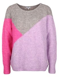 Better Rich, Damen Strickpullover 'CREW RELAX TRIANGLE', Taupe / Hellpink / Dunkelpink