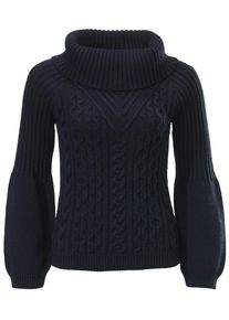 Heine, Damen Grobstrickpullover mit halsfernem Rollkragen, Marine