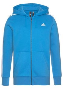 adidas Performance, Herren Kapuzensweatjacke 'Essentials 3S FZ', Blau / Wei&szlig;