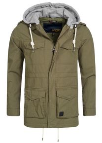 INDICODE JEANS, Herren Blouson 'Port', Graumeliert / Khaki