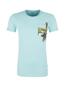 Q/S Designed By, Herren Flammgarnshirt mit tropischem Print, Aqua