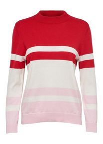 Only, Damen Pullover, Altrosa / Rot / Wei&szlig;