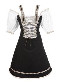 OS-Trachten, Damen Trachtenkleid, Beige / Schwarz / Weiß