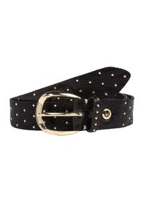 B.belt Handmade In Germany, Damen Ledergürtel mit Nieten, Gold / Schwarz