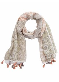Heine, Damen Schal mit Quasten, Creme