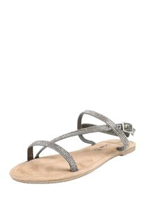 Tamaris, Damen Sandalette mit Ziersteinchen, Silbergrau / Silber