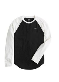 Hollister, Herren Shirt 'LS JERSEY CREW 2CC', Schwarz