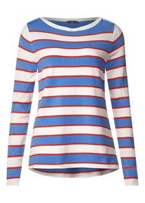 Street One, Damen Pullover, Blau / Rot / Weiß