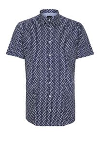 s.Oliver BLACK LABEL, Herren Slim Fit: Geblümtes Hemd, Blau / Weiß