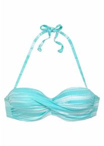 Sunseeker, Damen Bügel-Bandeau-Top 'Physical', Türkis / Weiß