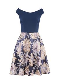Swing, Damen Cocktailkleid Off-Shoulder, Marine / Violettblau