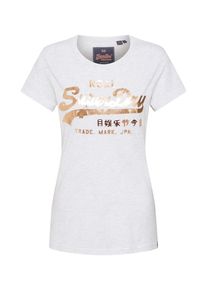 Superdry, Damen T-Shirt 'Vintage Logo Metalwork', Gold / Hellgrau