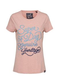 Superdry, Damen T Shirt '67 GENUINE FADE EMBROIDERY ENTRY TEE', Blau / Rosé