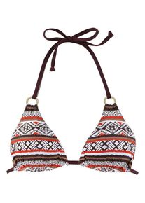 Lascana, Damen Bikinitop, Braun / Hummer / Weiß