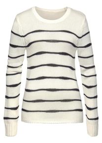 Cheer, Damen Strickpullover, Schwarz / Perlwei&szlig;