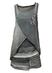 Heine, Damen Tr&auml;gerkleid, Pastellblau / Grau