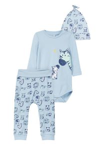 name it, Mädchen Body + Hose Geschenk-Set, Blau / Hellblau