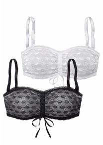 Petite Fleur, Damen Bralette-BH, Schwarz / Weiß