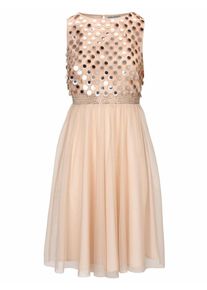 Heine, Damen Cocktailkleid mit Pailletten, Nude