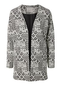 V&eacute;ro Moda VERO MODA, Damen Langer, bedruckter Blazer, Grau / Wei&szlig;