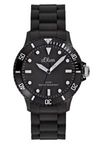 s.Oliver RED LABEL, Herren Quarzuhr 'SO-2290-PQ', Schwarz / Silber / Weiß