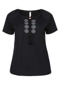 sheego Casual, Damen T-Shirt, Schwarz / Weiß