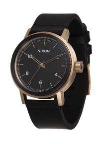 Nixon, Herren Armbanduhr 'Stark Leather', Gold / Schwarz