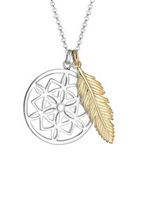 Elli, Damen Kette 'Feder, Traumfänger', Gold / Silber