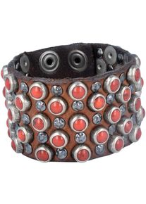 Campomaggi, Damen Armband, Cognac / Rot / Silber