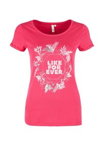 Q/S Designed By, Damen T-Shirt, Pink / Silber / Wei&szlig;