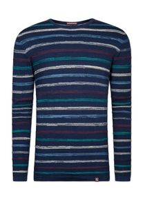 & Colours & Sons COLOURS & SONS, Herren Pullover 'Rainbow Stripes', Aqua / Himmelblau / Dunkelblau / Weiß