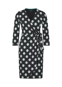 comma, Damen Wickelkleid, Kobaltblau / Gr&uuml;n / Wei&szlig;