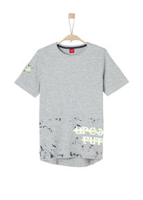 s.Oliver Junior, Slub-Shirt mit Digital-Print, Navy / Graumeliert / Weiß