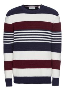 Esprit, Herren Pullover 'ottoman stripe Sweaters', Beige / Navy