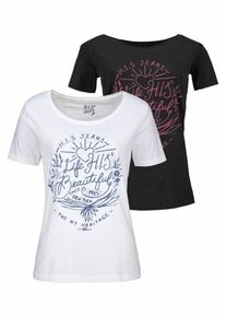 H.I.S. H.I.S, Damen Shirt, Dunkelblau / Dunkelpink / Schwarz / Weiß