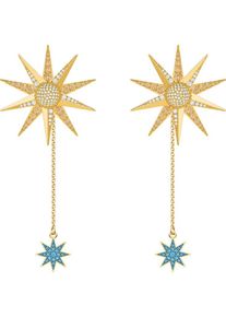 Swarovski, Damen Ohrstecker 'Lucky Goddess 5464169', Aqua / Goldgelb / Silber