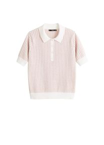 Mango, Damen Poloshirt 'Street', Nude / Wei&szlig;
