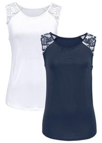 Lascana, Damen Top, Navy / Weiß