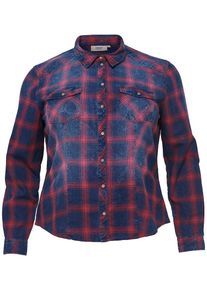 Only Carmakoma, Damen Hemd, Blau / Rot