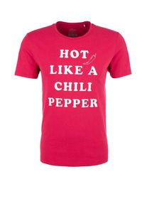 s.Oliver RED LABEL, Herren T-Shirt mit Wording-Print, Pink / Wei&szlig;