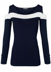 Heine, Damen Pullover, Dunkelblau / Wei&szlig;