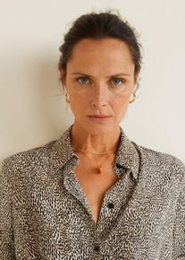 Mango, Damen Hemd 'Tili', Creme / Braun / Schwarz