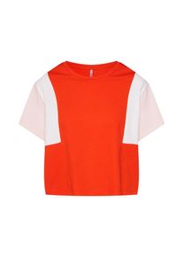 Only, Damen Shirt 'onlfTEAM S/S TOP BOX JRS', Orange / Pink / Wei&szlig;